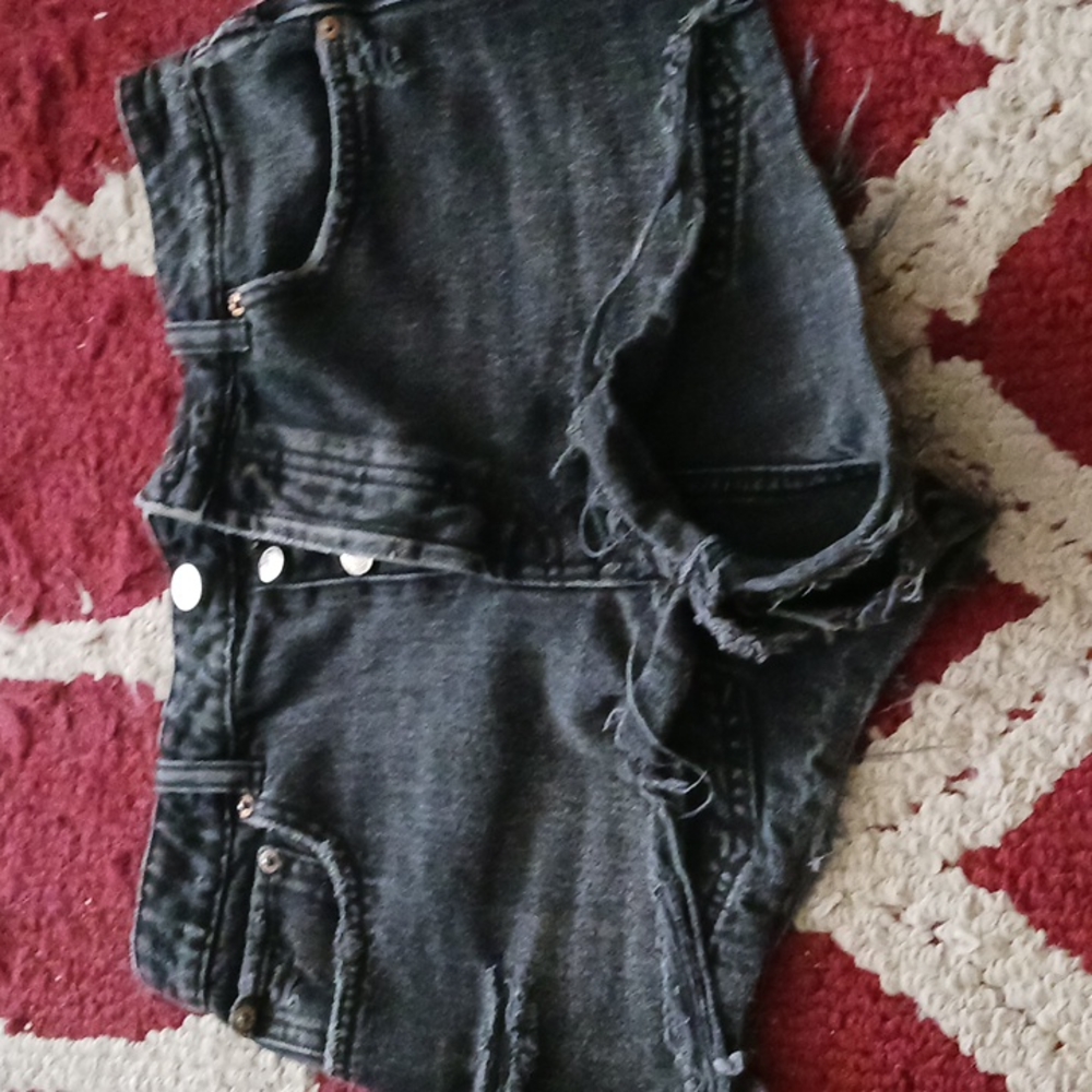 Black Washed out Jean Shorts